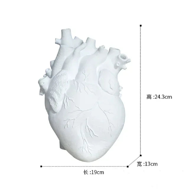 Anatomy Heart Vase - Unique Valentine’s Day Gift - white L 24cm - Vase