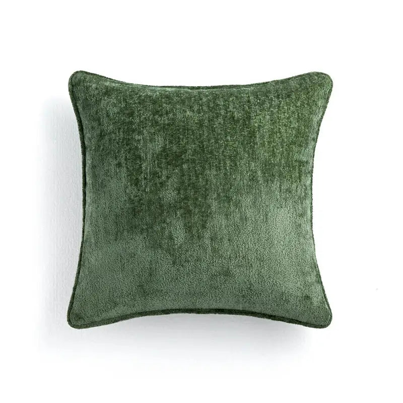 A plush square green velvet cushion cover from decorbites ancient art vintage revival set of 2 with textured surface