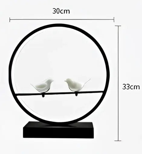 DecorBites™ angel doll bird table lamp with black metal frame and white ceramic birds for romantic home lighting