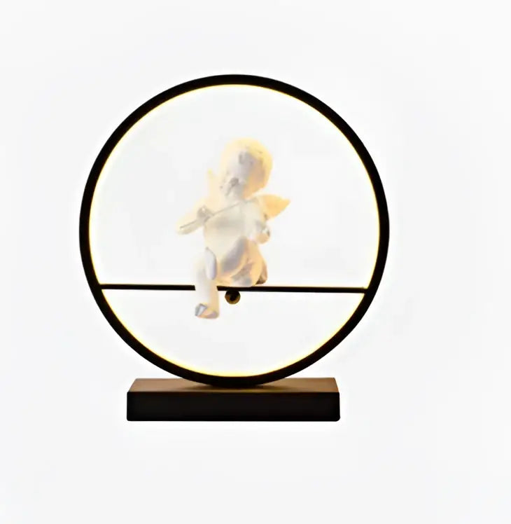 DecorBites angel doll bird table lamp with translucent figurine emits warm light for romantic home decor