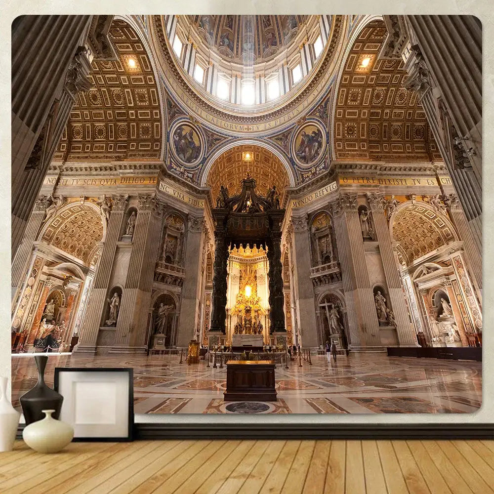 DecorBites angel tapestry features a rectangular framed mural of st interior as boho wall decor for home use