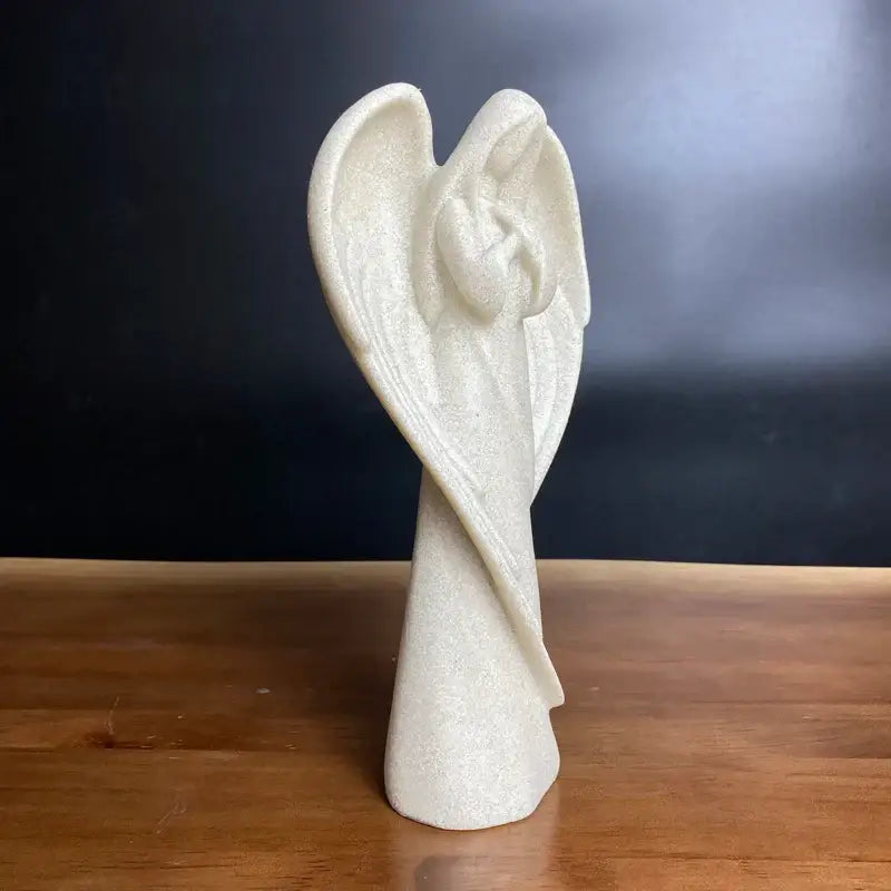 Decorbites™ angel wing girl resin statue is a delicate white angel wing figurine with gracefully curved wings and tapered base