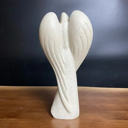 Decorbites™ angel wing girl resin statue featuring a smooth off-white textured angel wing for home decor