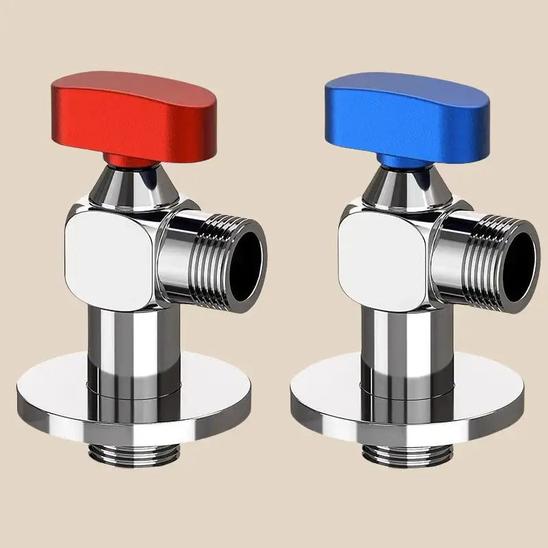 Decorbites angle valve with red and blue handles chrome finished wall mounted water volume control for cold and hot water