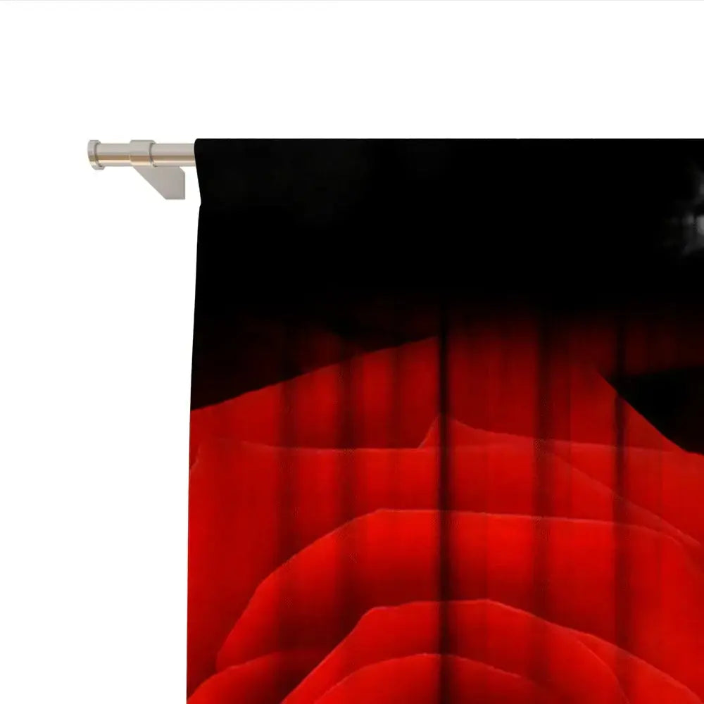Decorbites animal avatars printed 2pc curtains featuring black and red gradient with stylized rose design for living room