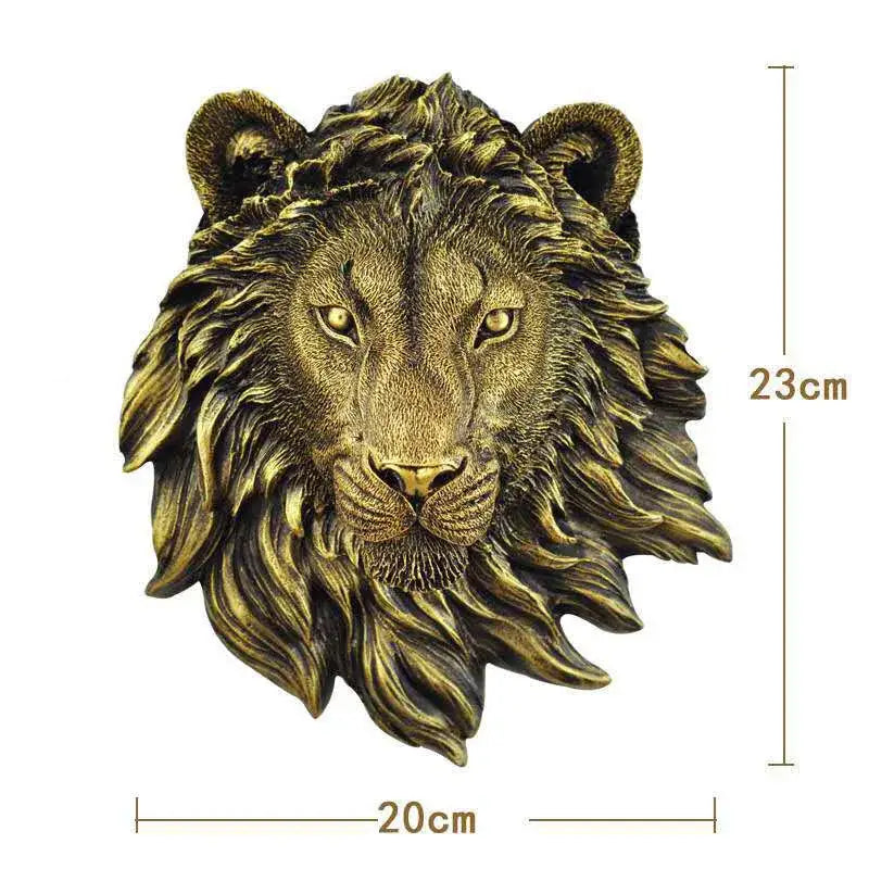 DecorBites™ bronze resin animal head wall with detailed mane and expressive eyes for decorative wildlife hook rack