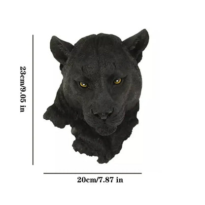 DecorBites™ animal head wall black panther resin decor with golden eyes and textured surface for wildlife hook rack