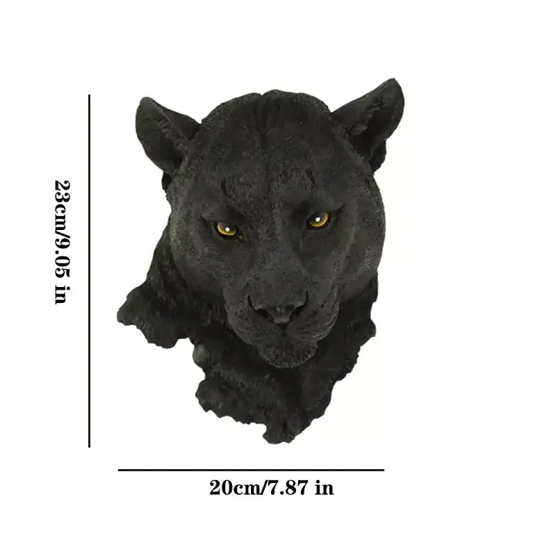DecorBites™ animal head wall black panther resin decor with golden eyes and textured surface for wildlife hook rack