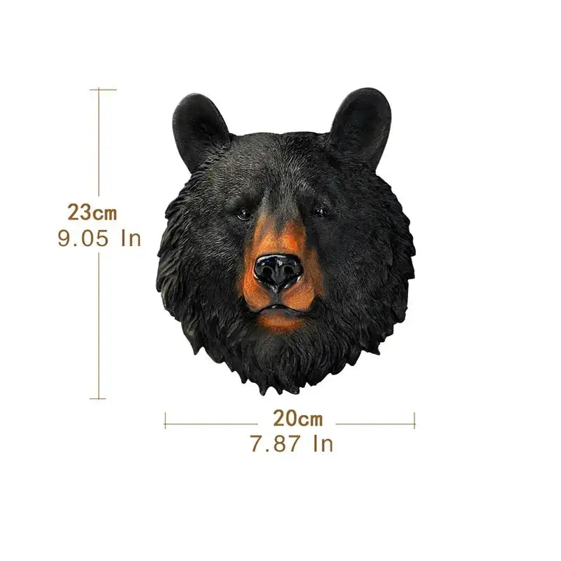 Decorbites™ animal head wall hanger featuring a black bear resin animal head with detailed fur and orange snout decor