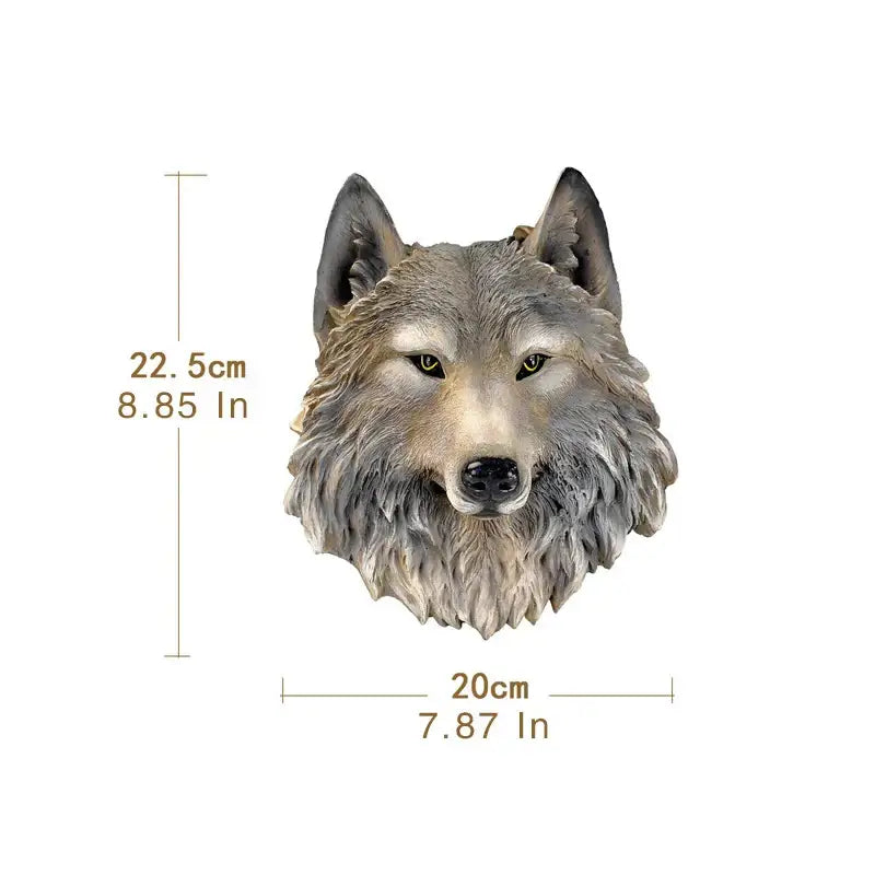 Decorbites™ gray wolf resin animal head wall decor with detailed fur texture and realistic facial features for wall hanging