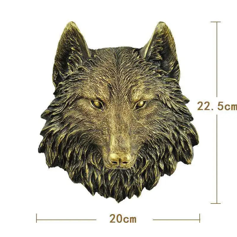Bronze-colored resin DecorBites™ animal head wall decor with detailed fur texture and pointed ears for decorative use
