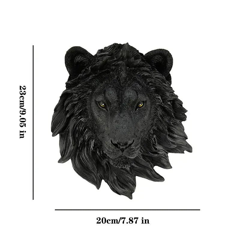 Decorbites™ black resin animal head wall decor with detailed mane and golden eyes for decorative head wall use