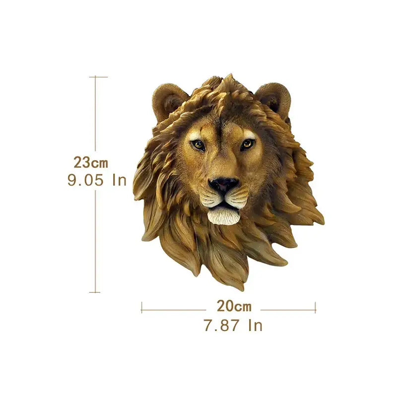 DecorBites™ animal head wall hanger featuring a detailed golden-brown resin lion head wall decor with realistic features
