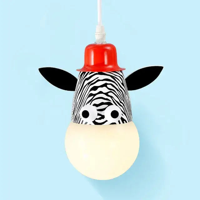 Decorbites animal led ceiling light zebra pendant with black white stripes red hat and googly eyes for kids bedroom