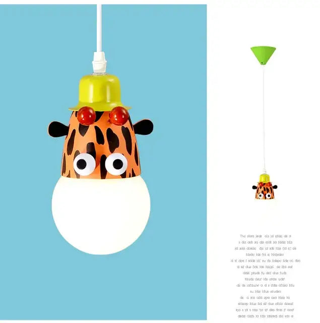 Decorbites™ animal led ceiling light featuring a whimsical orange and black giraffe design for kids bedroom ceiling light