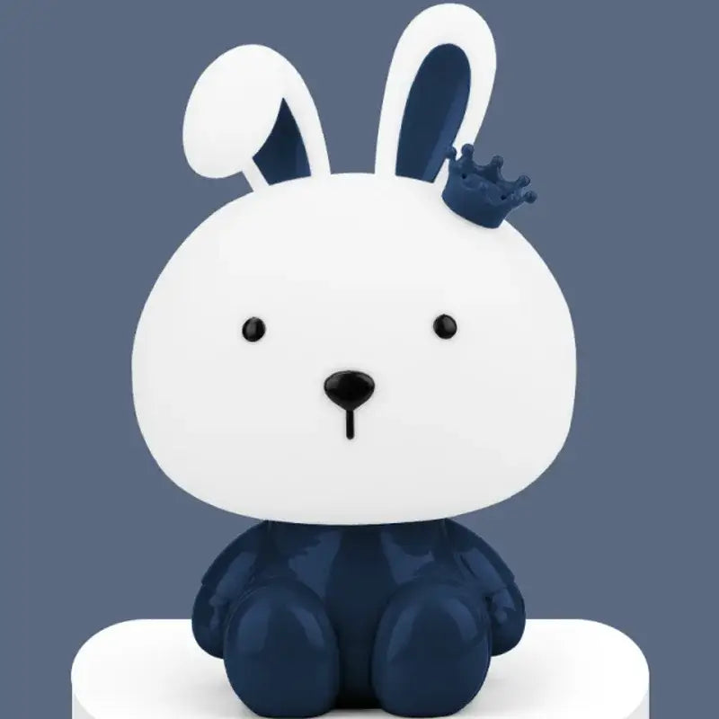 DecorBites™ white and navy blue bunny-shaped bear rabbit led night light with crown for bedroom decoration and baby gift