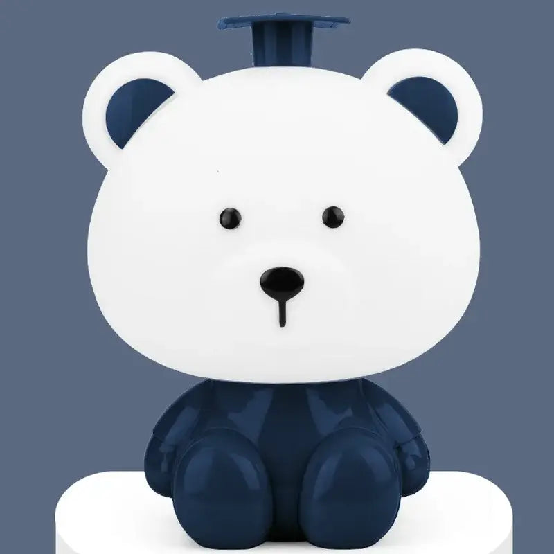 White and navy blue bear-shaped soap dispenser with graduation cap for decorbites™ bear rabbit led animal light night light