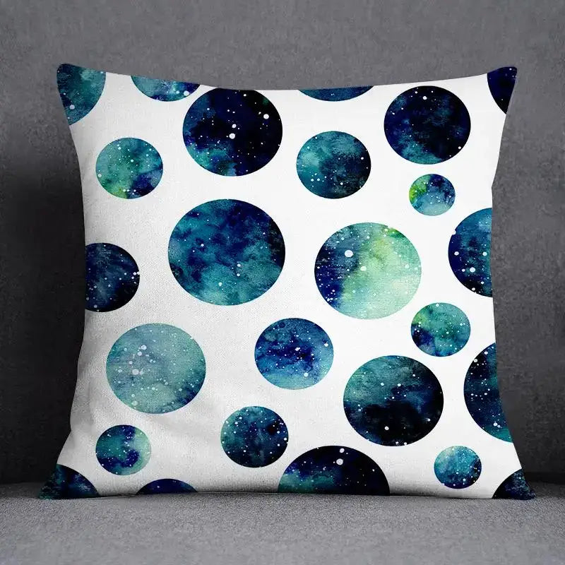 Decorbites™ animal pattern decorative pillowcase 45x45cm featuring a cosmic blue and teal galaxy design on white background