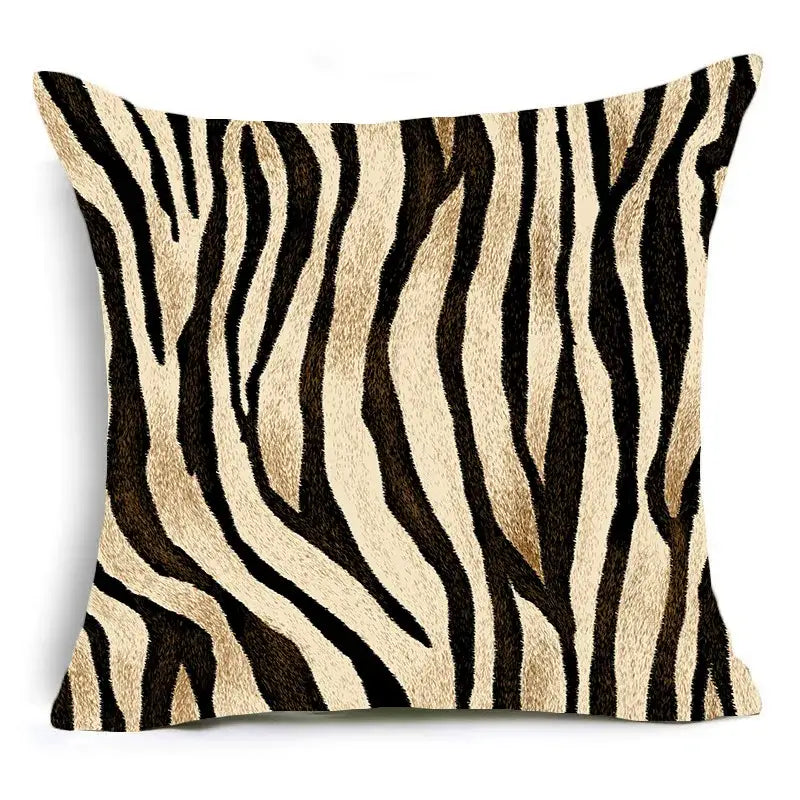 Square throw pillow with textured black and beige zebra stripe pattern decorbites™ animal print pillowcase cushion cover