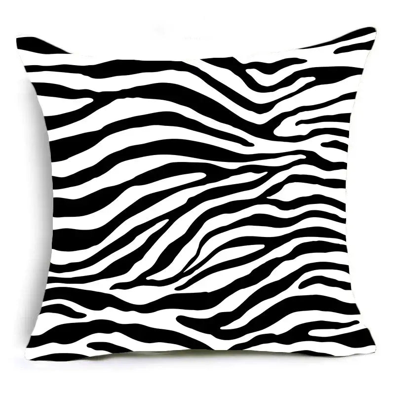 Square-shaped decorbites™ animal print pillowcase cushion cover with bold black and white zebra stripe pattern for sofa