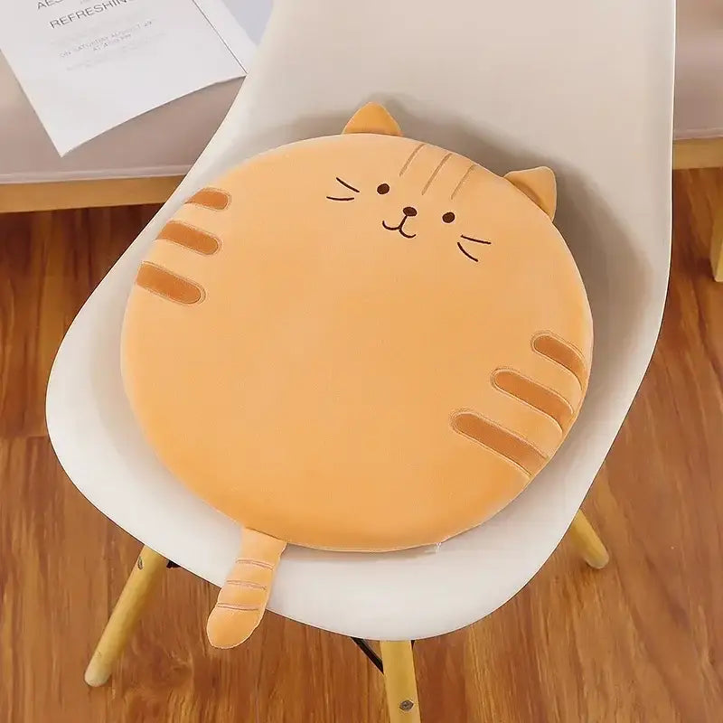 Cute orange plush DecorBites™ animal print round office chair cushion with memory foam and velvet cover details