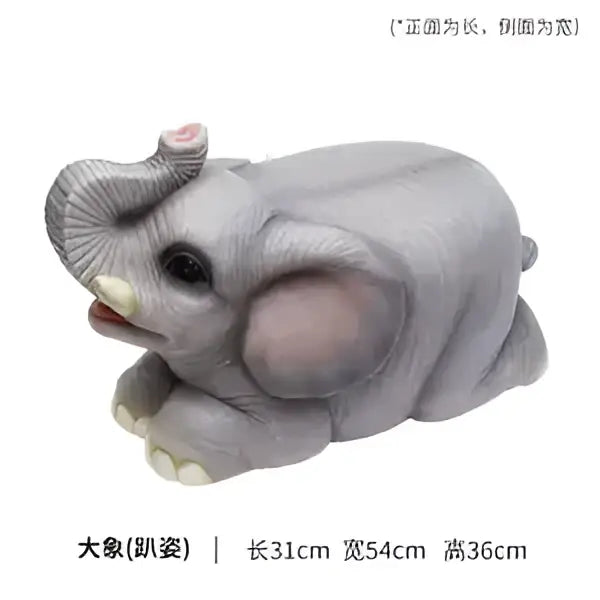 Gray elephant figurine with detailed features and soft rounded contours resin sculpture footstool seat by decorbites