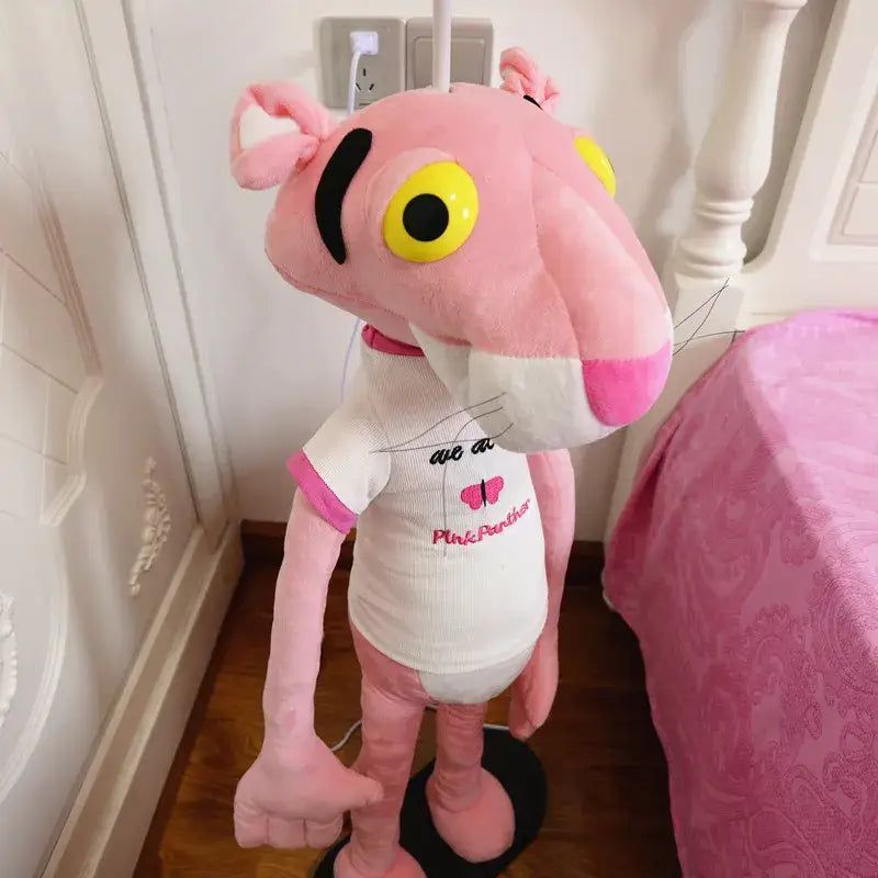 Decorbites™ animal shape led floor lamp featuring a pink plush panther in a white t-shirt for children’s room decoration