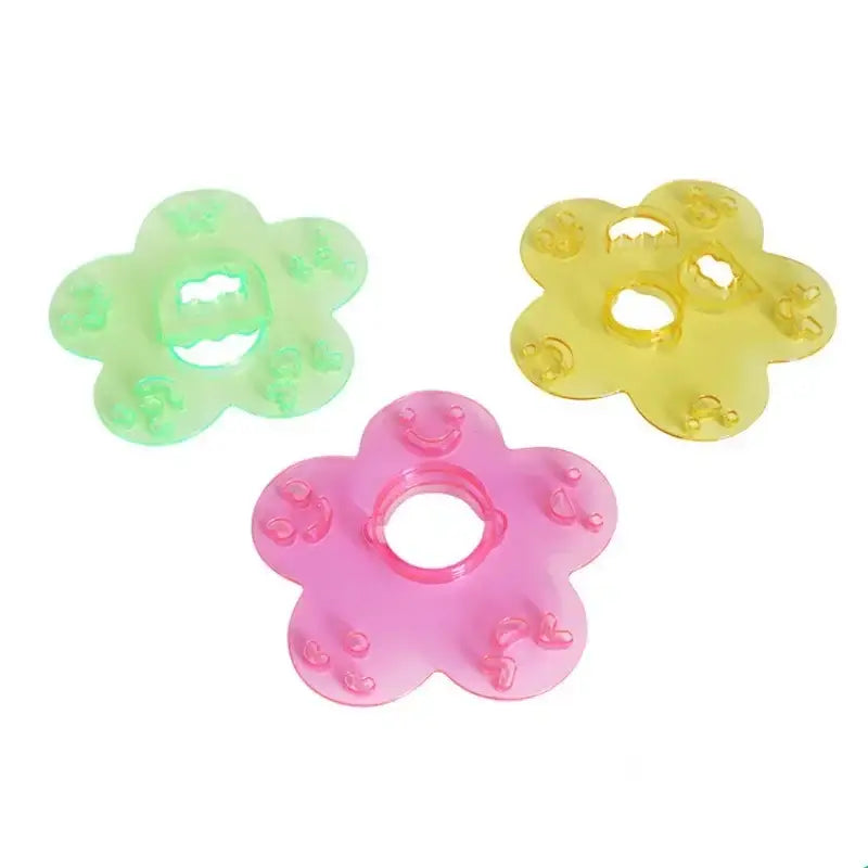 DecorBites translucent green yellow and pink silicone flower-shaped mold set for animal shape sushi rice making