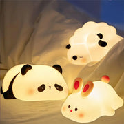 Decorbites™ animal silicone night light shaped like a soft-glowing panda with black ears and eyes usb rechargeable
