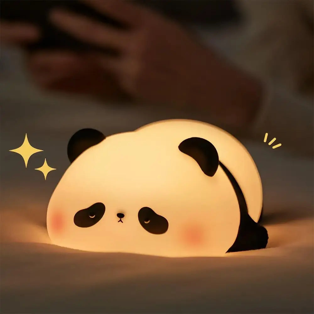 Decorbites™ animal silicone night light shaped like a cute black and white panda with soft glowing illumination