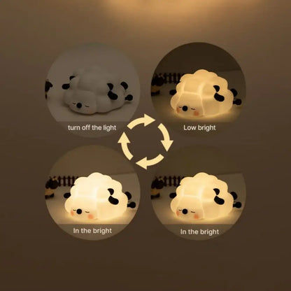 Decorbites™ animal silicone night light panda shaped plush with black paw prints and warm white glow for kids bedside use