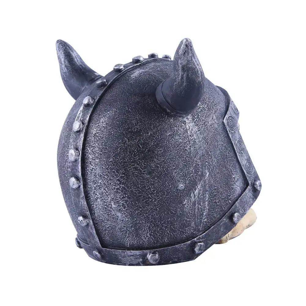 Decorbites™ dark gray textured plastic viking helmet with horns and rivets animal skull ornament for halloween decor