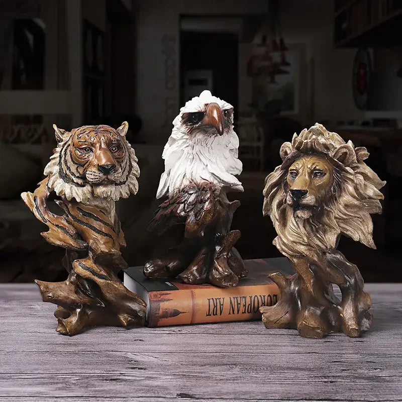 Decorbites™ animal statue collection of detailed resin tiger eagle and lion figurines with lifelike expressions and textures