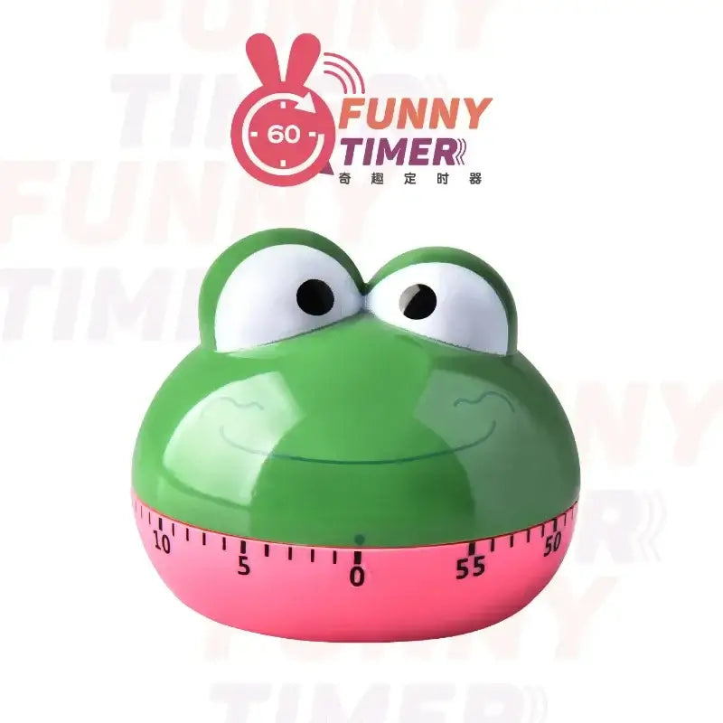 Decorbites™ green and pink glossy frog-shaped animal vegetable shape digital kitchen timer with 60 minute countdown
