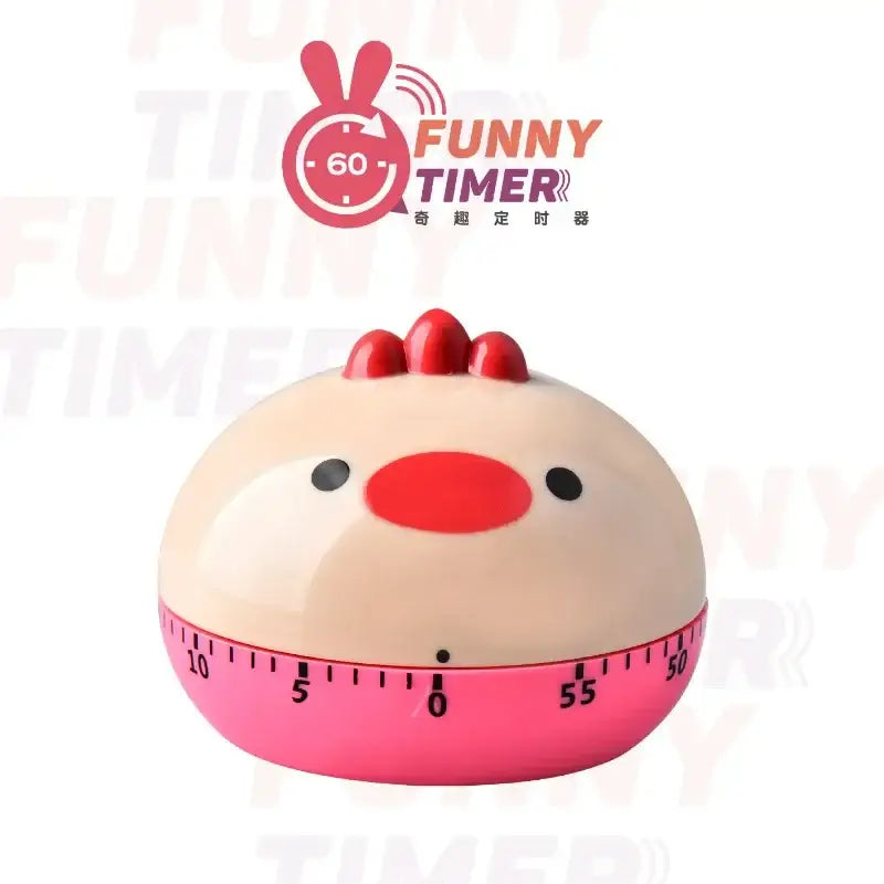 DecorBites™ animal vegetable shape digital kitchen timer in pink and beige with red comb for 60 minute countdown use