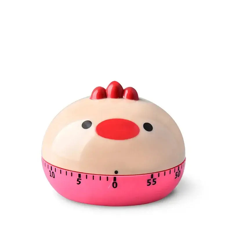 Decorbites™ cute pink and beige chicken-themed animal vegetable shape digital kitchen timer with 60 minute countdown