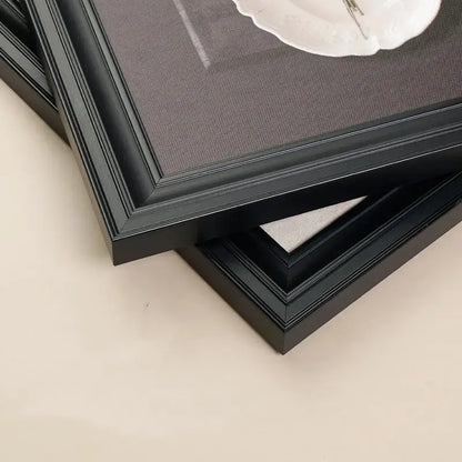 Black framed decorbites™ animal wall decor frame set with textured gray fabric backing and subtle decorative molding