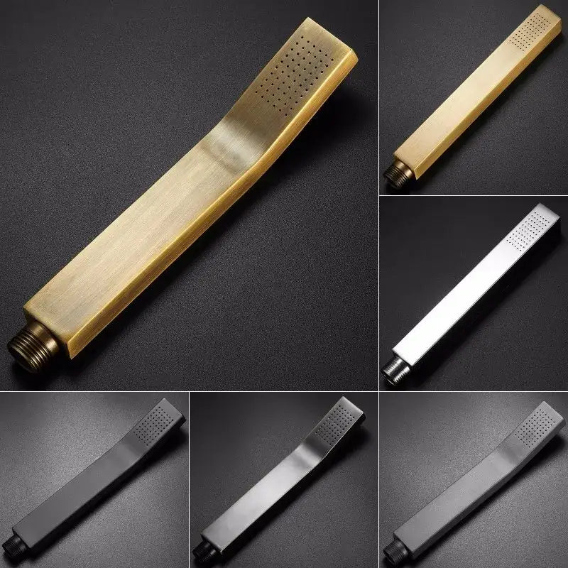 Modern rectangular showerhead in brushed gold silver and black for decorbites antique bathroom handheld use