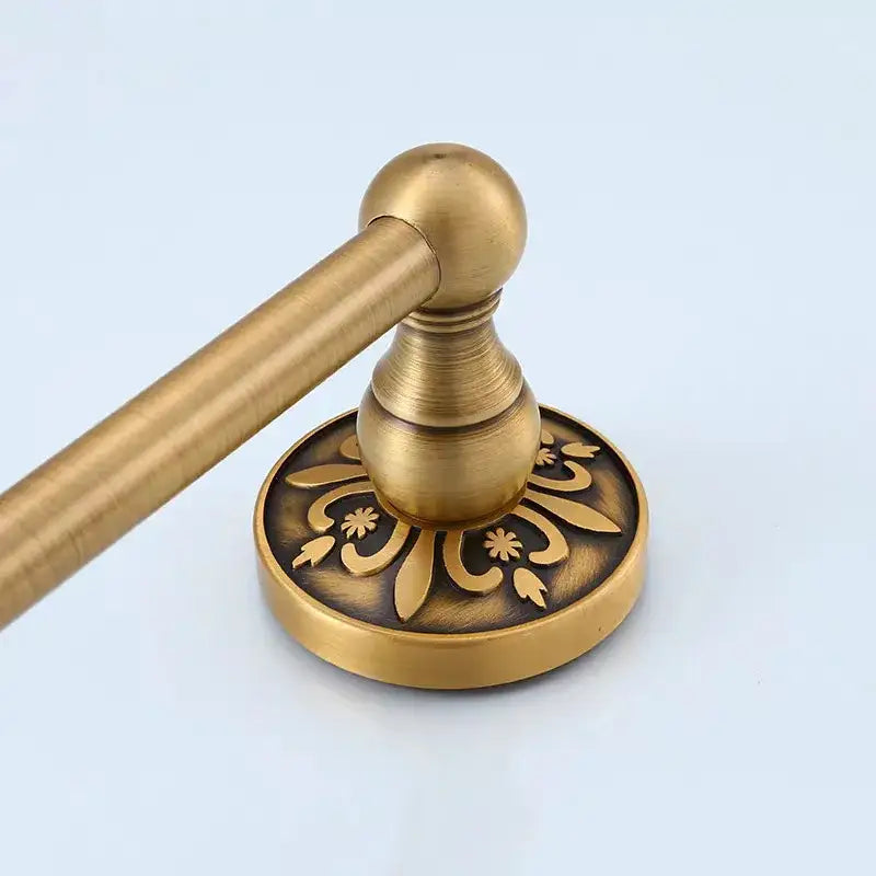Decorbites antique bathroom shelf towel rack set with bath hardware features antique brass finish and ornate floral engraving