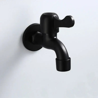 DecorBites antique black brass bibcock tap with black matte finish wall mount for outdoor garden and washing machine use