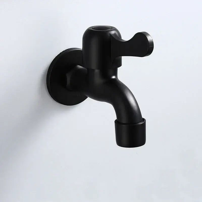 DecorBites antique black brass bibcock tap with black matte finish wall mount for outdoor garden and washing machine use