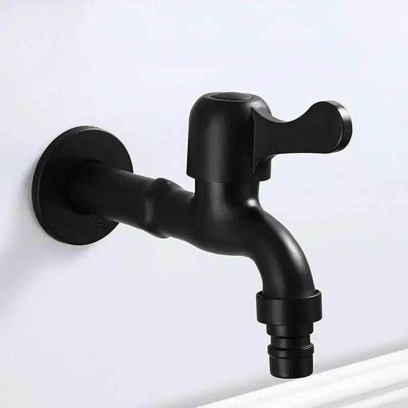Decorbites antique black brass bibcock tap with black matte finish curved spout and ergonomic handle for outdoor use