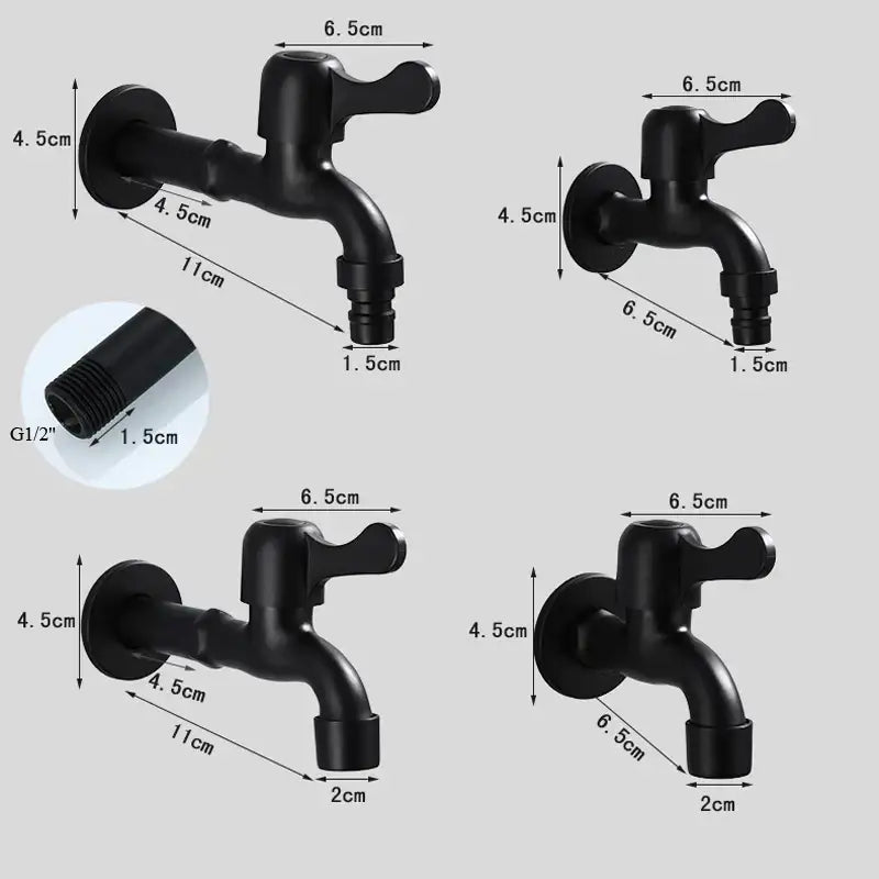 Decorbites antique black brass bibcock tap with black matte finish single lever and threaded outlet for outdoor use
