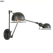 Black matte decorbites antique black wall lamp with adjustable articulated arms and two dome-shaped shades vintage industrial sconce