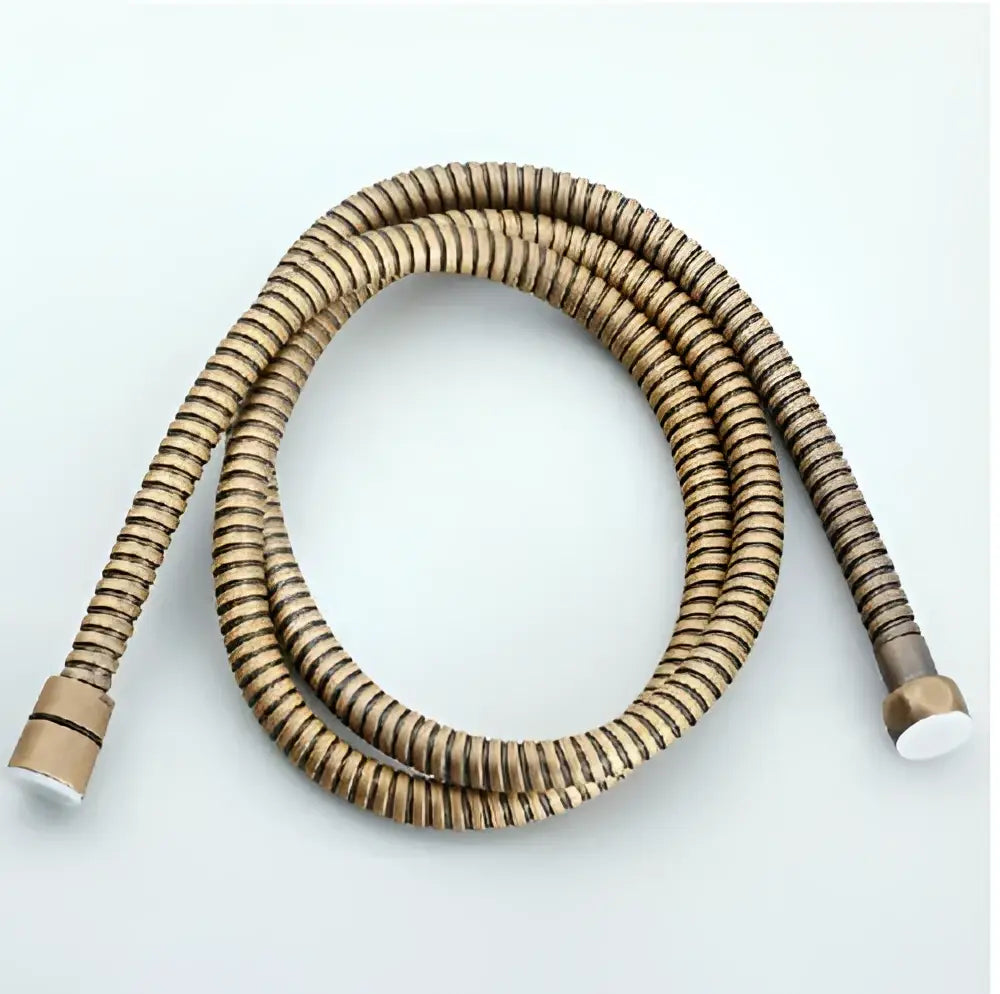 DecorBites™ antique brass 59 hand shower hose with flexible brass-colored spiral pipe and white plastic connectors