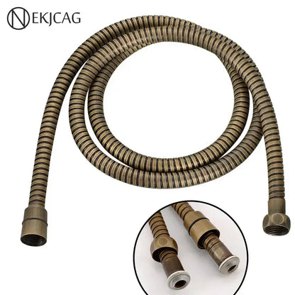 Decorbites antique brass hand shower hose 59 inch flexible bronze ribbed metal pipe with threaded connectors