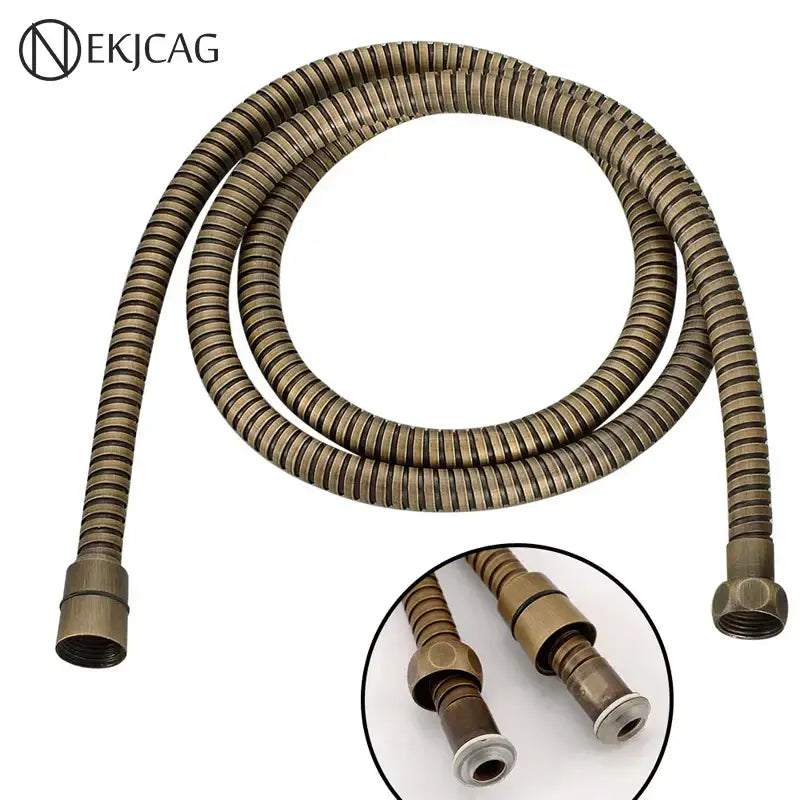 Decorbites antique brass hand shower hose 59 inch flexible bronze ribbed metal pipe with threaded connectors