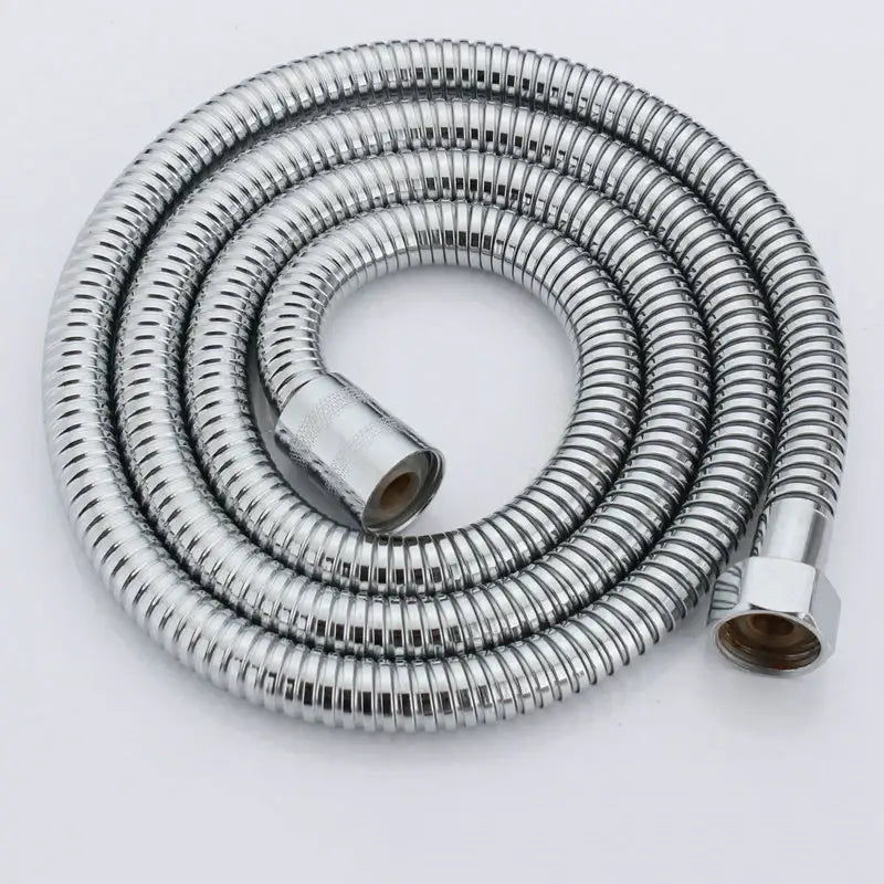 Decorbites™ antique brass 59 inch flexible hand shower hose with coiled chrome finish and threaded connectors