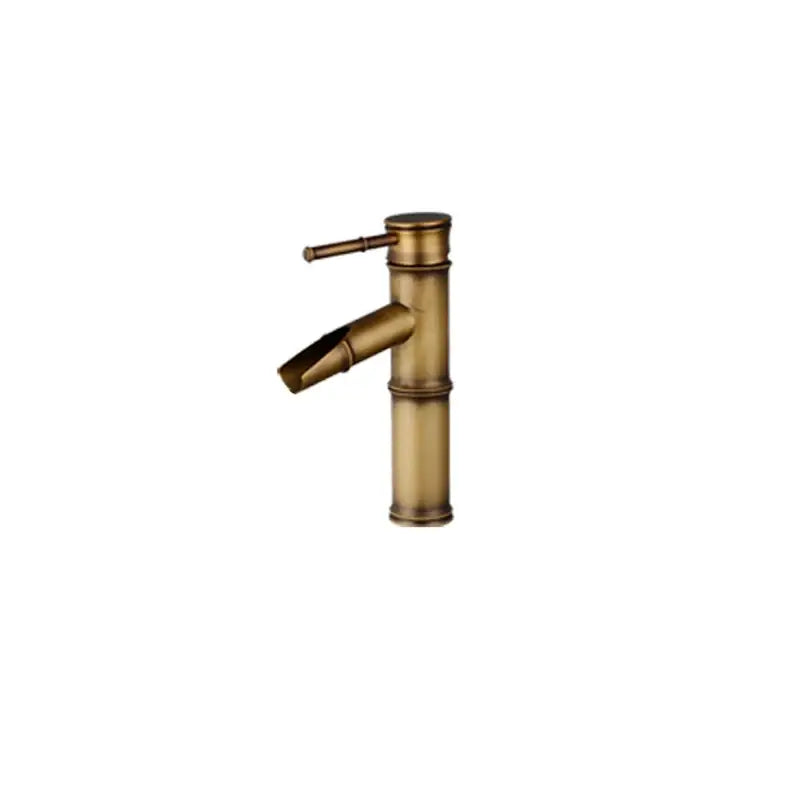 Decorbites antique brass bamboo basin faucet with single handle in antique brass for bathroom use