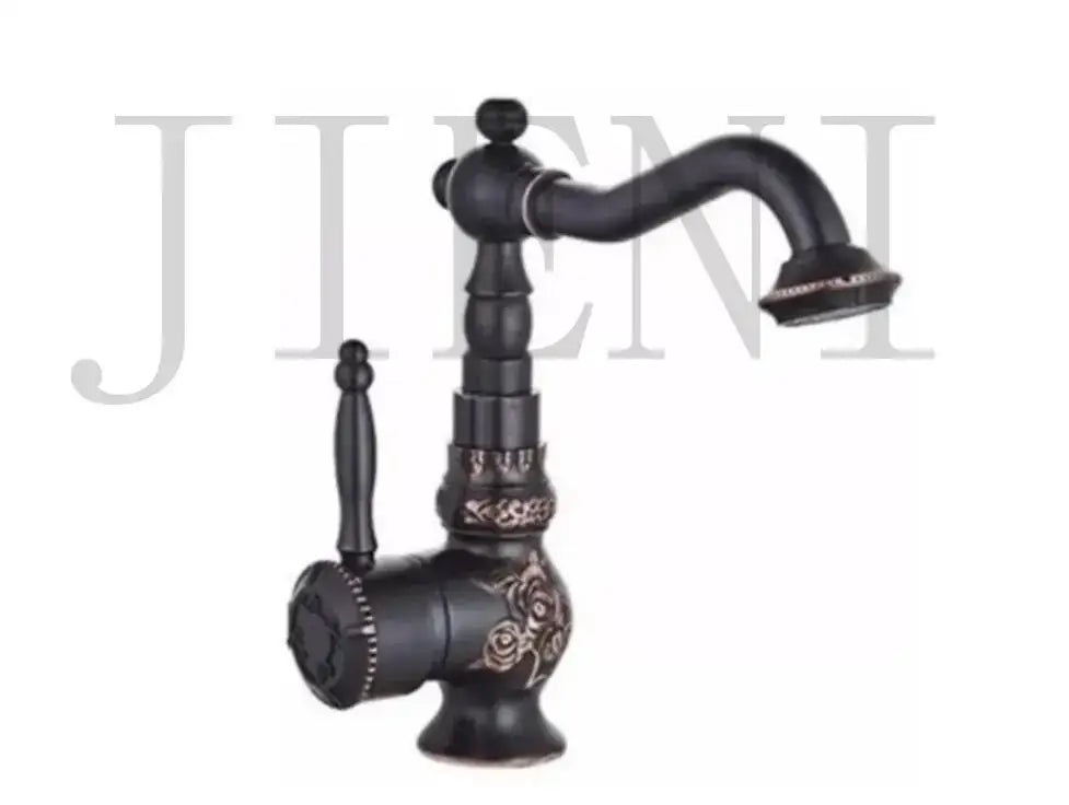 Antique brass basin faucet decorbites antique brass with bronze finish curved spout and ornate floral engraving